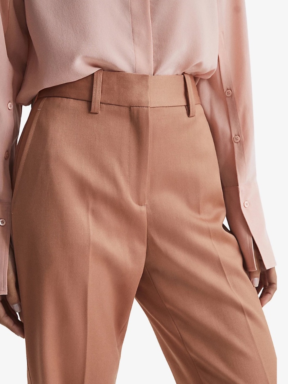 NWT REISS Stretch-Wool Luna Flair Trousers - Rose - Picture 5 of 14